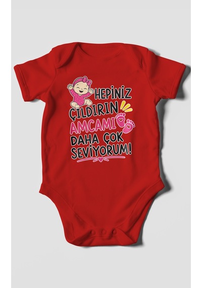 Morivokids Amcaya Özel Kısa Kollu Bebek Body %100 Pamuk Zbn166-kk Kırmızı