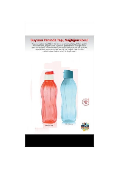 Eco Şişe Suluk 750 Ml 2 Li Set Mavi Kırmız
