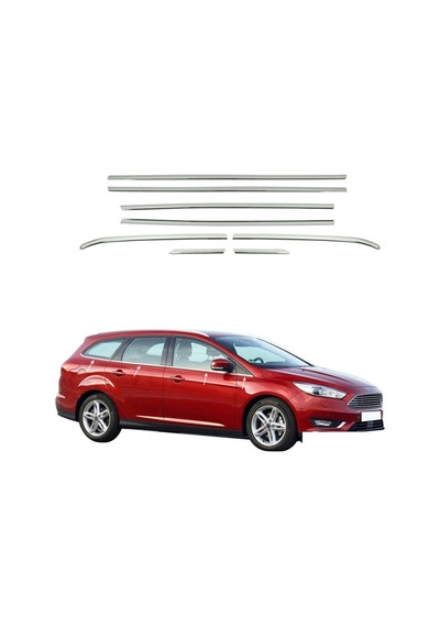 Ford Focus SW Krom Cam Çıtası 2011-2017 8 Prç Paslanmaz Çelik