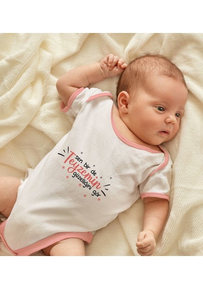 Bk Gift Bk Kids Sen Bir De Teyzemin Güzelliğini Gör Tasarımlı Pembe Bebek Body Zıbın-1 6 - 9 Ay Sarı