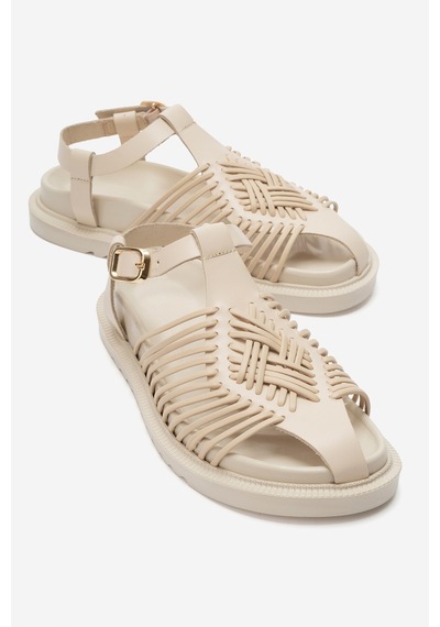 Luvi Shoes Thames Bej Hakiki Deri Kadın Sandalet