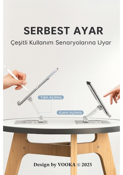 360 Dönebilen Katlanabilir Telefon Tablet Standı Hafif Taşınabilir Çok Fonksiyonlu Masa Standı