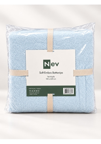 Özdilek Nev Serisi Soft Embos Tek Kişilik Battaniye 150x220 - Buz Mavi