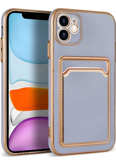 Zeyline Apple Uyumlu iPhone 11 Zore Bark Kartlıklı Kapak-lila
