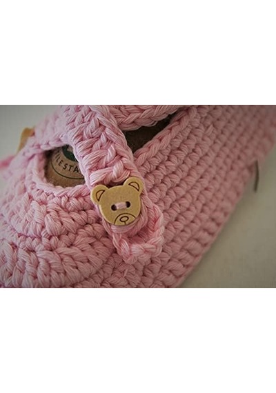 Organik Bebek Patiği Pembe Açık Gri