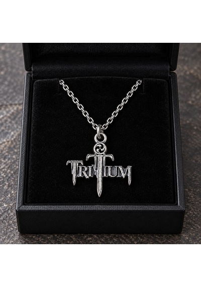 Trivium Müzik Grubu Logolu Gümüş Renk Kabartmalı Metal Erkek Zincir Kolye Altın - Gümüş