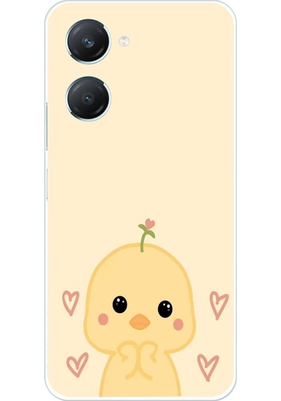 Vivo Y18 Uyumlu Sevimli Civciv Ve Kalp Desenli Baskılı Silikon Kılıf Renkli