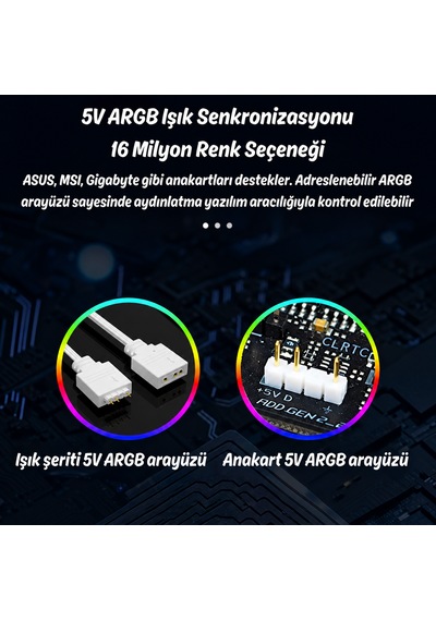 Argb Ekran Kartı Kablo Kılıfı Siyah 5v 3-pin