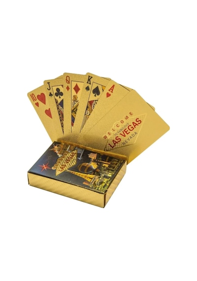 Lasvegas Gold Baskılı Pvc Oyun Kartı Su Geçirmez, Esnek, Çizilmez 54 Lü Deste