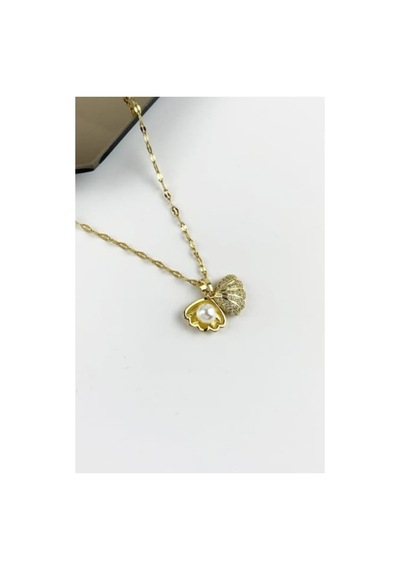 Lunarie İstiridye İncisi Kolye 14k Gold Kaplama Kararmaz Çelik Altın