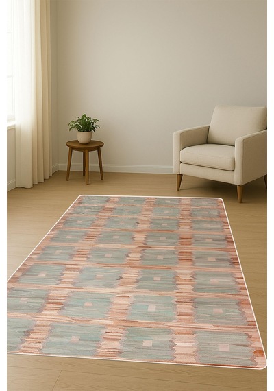 Modern Desenli Dijital Baskı Kaymaz Taban Halı H1082 Renkli