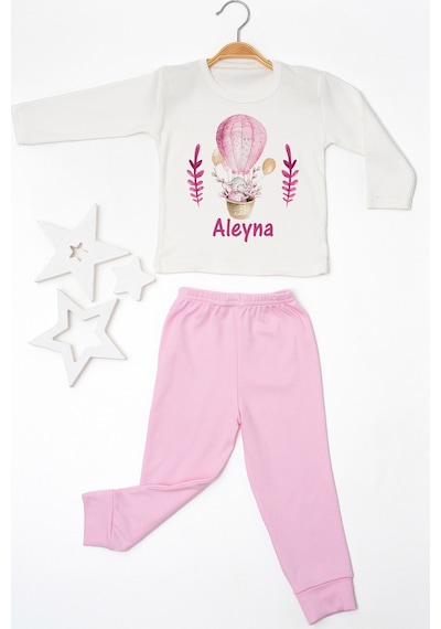 Pia Baby İsme Özel Kız Çocuk Pijama Takımı %100 Pamuk Penye İsim Baskılı Kişiye Özel Çocuk Pijaması 20051p14pi Krem