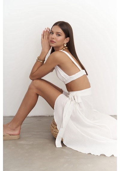 Mai Collection Mai Studios Co. Adelina Beyaz Müslin Crop-etek Takım Beyaz Mai Collection Mai Studios Co. Adelina Beyaz Müslin Crop-etek Takım Beyaz
