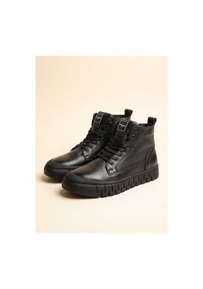 Bafaş Ayakkabı 038601 Siyah Hakiki Dana Derisi Bilekli Erkek Sneaker
