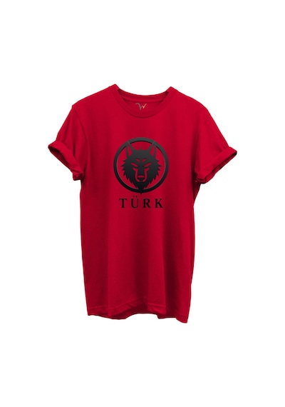 Kurt Ve Türk Özel Koleksiyon Serisi-3 Tasarım Baskılı %100 Pamuk T-shirt Kırmızı