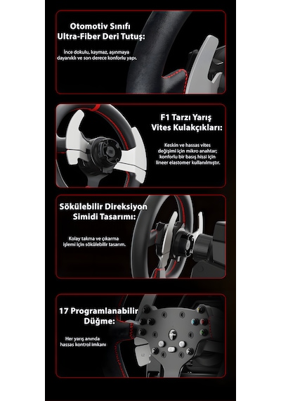 Pxn V10 Pro 3.2nm Direct Drive Yarış Tekerleği - Pc, Xbox Ve Ps4 Uyumlu