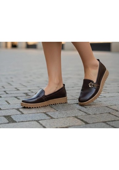 Geeta Ayakkabı Kadın Günlük Loafer Ayakkabı Kahverengi