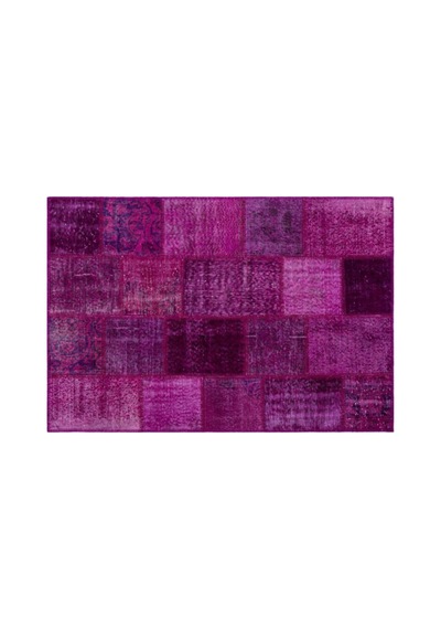 El Dokuması Patchwork Vintage Yün-pamuk Fuşya Halı 26677 120 X 180 Cm Pembe
