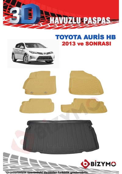 Toyota Uyumlu Auris Hb 2013+ Bej Havuzlu Paspas Ve Bagaj Seti Bizymo