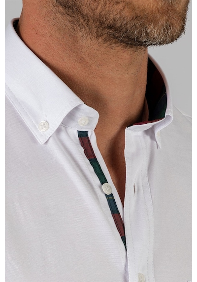 Tudors Klasik Fit Rahat Kesim Poplin Oxford Erkek Gömlek-23387 Beyaz