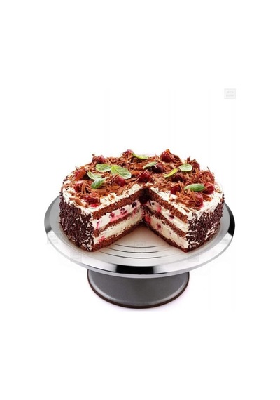 Pasta Hazırlama Standı Paslanmaz Pasta Standı Çelik Pasta Sıvama 30 Cm Gri