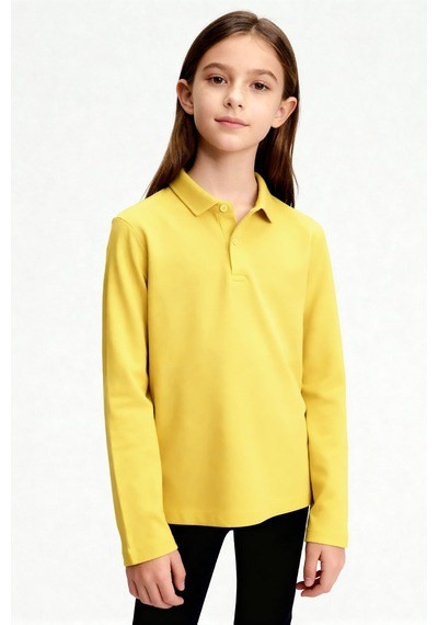 Tommylife Sarı Polo Yaka Basic Uzun Kollu Erkek Çocuk T-shirt - 11170 SARI