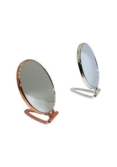 Oval Gold - Gümüş Pls.çerçeve Makyaj Aynası Çift Yönlü Gri - Gümüş