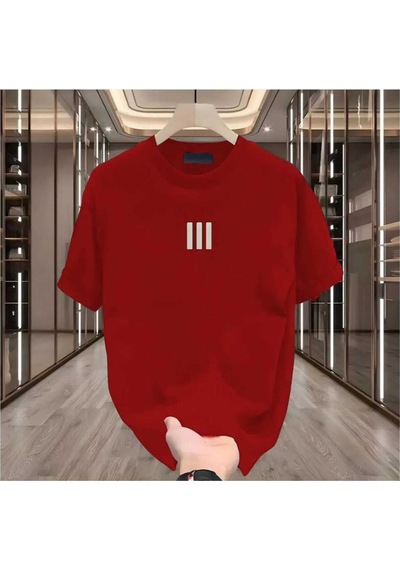 Kozia Outdoors Maloçbey 3 Çizgi Baskılı Oversize Unisex Basic O Yaka T-şhirt Kırmızı Kirmizi