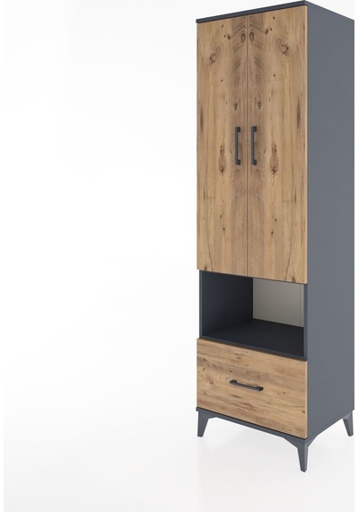 Hyperion Dolap 5 Raflı Tek Çekmeceli 2 Kapaklı 60x44x195 Antr... Antrasit
