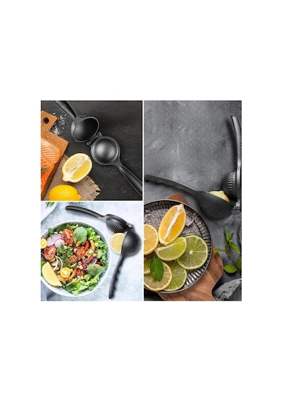 Vıvaluxe Dayanıklı Döküm Paslanmaz Limon Ve Portakal Sıkacağı, Ergonomik Kol, Universal Tasarım Siyah