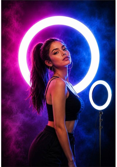 21 İnç Rgb Led Halka Işık, 3 Telefon Tutuculu, Uzaktan Kumandalı, Tiktok Youtube Makyaj Ring Light