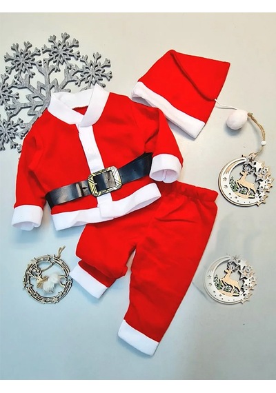 Bebek Ve Çocuklar İçin Noel Baba Kostüm Yeni Yıl Yılbaşı Kıyafeti kırmızı