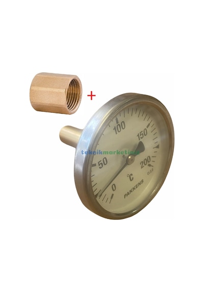 Pakkens Çap 63 Mm 200 Derecec 5 Cm Termometre + Bağlantı Manşonuyla