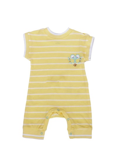 Bebegen Unisex Sarı Beyaz Çizgili Alttan Çıt Çıtlı Tulum Çok Renkli