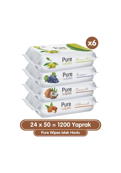Pure Wipes Islak Havlu 24 X 50'Li 1200 Yaprak