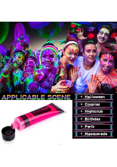 Karanlıkta Parlayan Neonlu Glow Parti Yüz Boyası - Pembe - 1 Adet