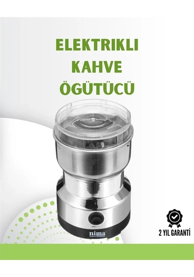 Kahve Ve Baharat Değirmeni Kompakt, Hafif, Hızlı Öğütme, Şeffaf Kapaklı, Kolay Kullanım Açık Gri