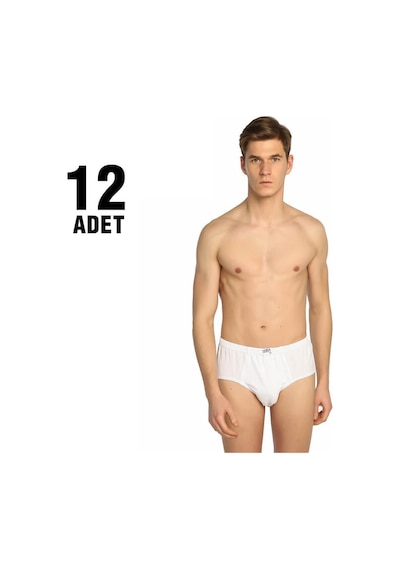 Seher Beyaz Penye Kom Erkek Slip Külot 12'Li Beyaz