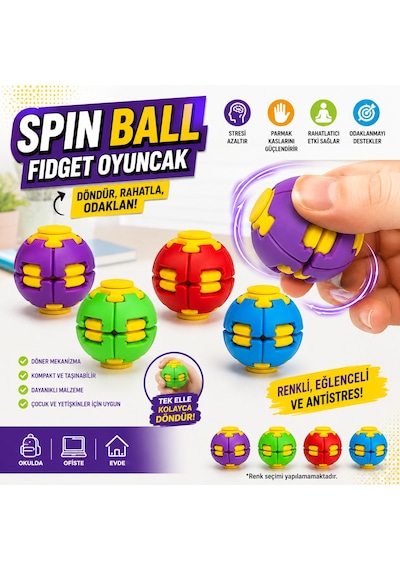 Spin Ball Fidget Oyuncak 1 Adet Dönen Stres Topu Parmak Egzersiz Ve Dikkat Geliştirici El Oyuncağı