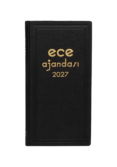 Ece Ajandası Asya 2027 - 17x33 Klasik Ciltli Ticari Ajanda - Kasa Ajandası Siyah