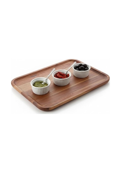 Akasya Ahşap Servis Tepsisi Ve Sunumluk 33x24 Cm Doğal Akasya Ağacı Kahvaltı, Peynir, Şarkü Naturel