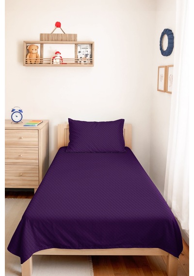 Mor Kapitone Tek Kişilik Pike Takımı - Düz Modern Mürdüm 160x220 Cm Mevsimlik Yatak Örtüsü Perde Tarlası Örtüsü