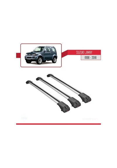 Suzuki Jimny 1998-2018 Arası İle Uyumlu Ace-1 Ara Atkı Tavan Barı Gri 3 Adet Bar