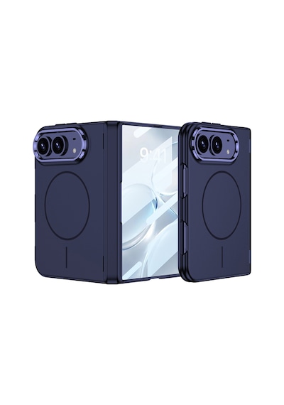 Apple Uyumlu iPhone Duo Kılıf M-safe Şarj Özellikli Camlı Magnetli Kapak Kpt-14 Lacivert