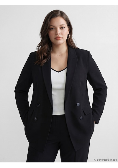 Lcw Studıo Siyah Kruvaze Yaka Kadın Blazer Ceket