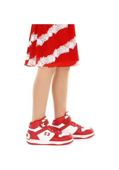 Kiko Kids Carde Günlük Cırtlı Kız Çocuk Spor Ayakkabı Kırmızı Kırmızı