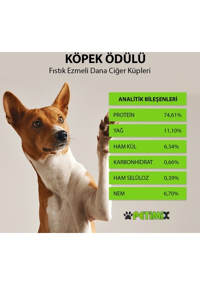 Petimix Fıstık Ezmeli Dana Ciğer Küpleri Köpek Ödül Maması 100 G