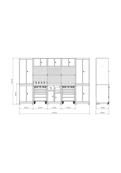 3.1 Metre Modüler Çalışma Tezgahı İe.36.18.24