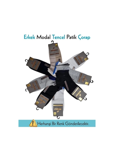 Moda Dua Mısırlı 61209 Erkek Modal Tencel Patik Çorap ÇoK Renkli