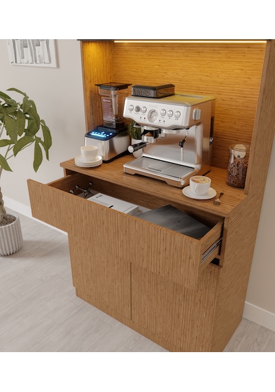 Bambu Mini Komple Mdf Led Aydınlatmalı Kahve Köşesi